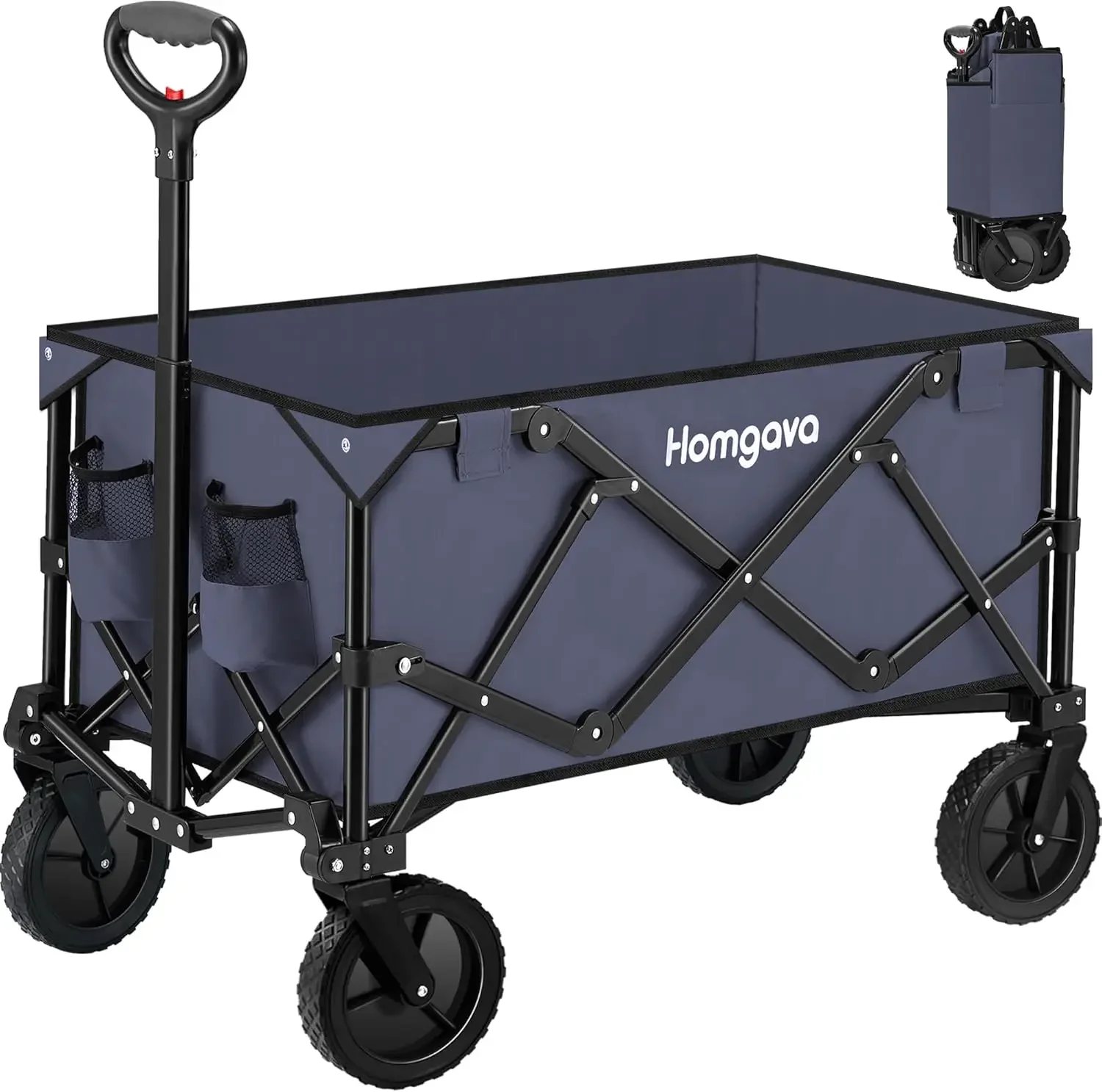 

Collapsible Folding Wagon Cart,Heavy Duty Garden Cart with All Terrain Wheels,Portable Large Capacity Utility Wagon Cart