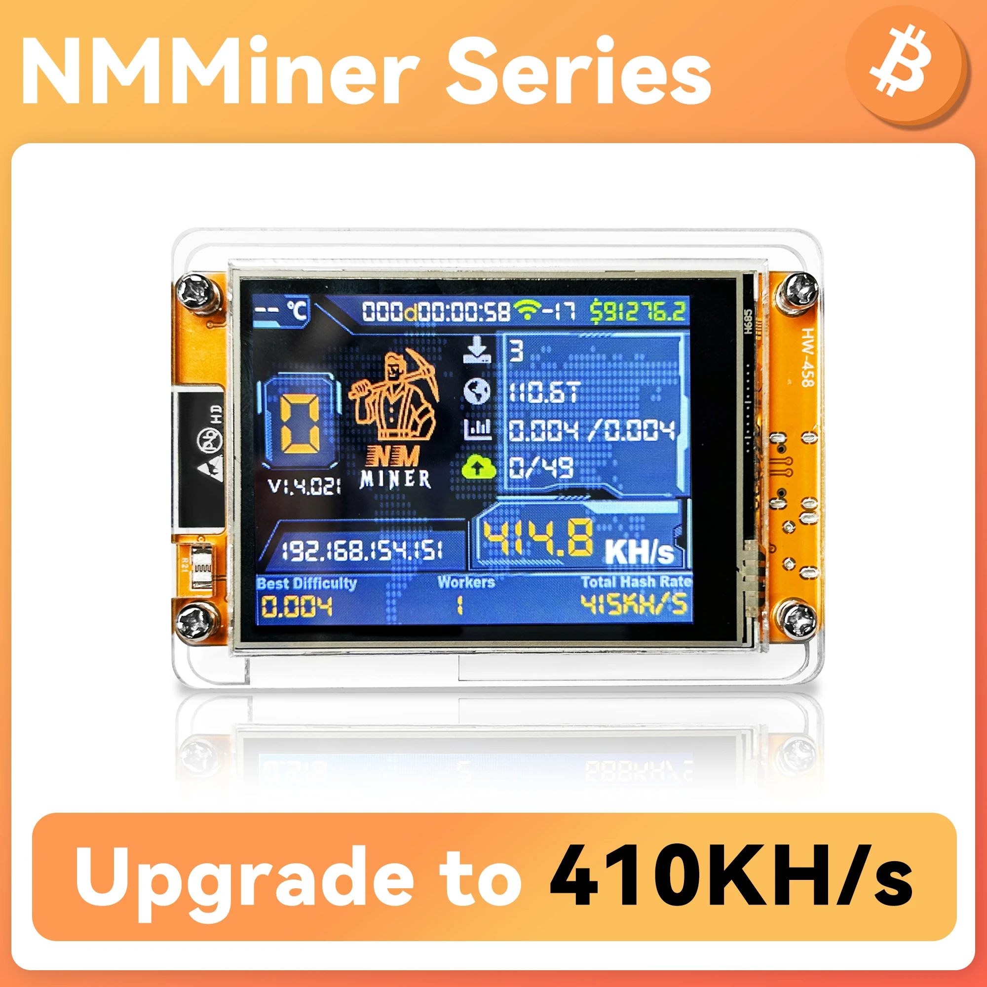 NMMiner NerdMiner V2 Hashrate 377KH/s Lucky Miner ESP32 2,8 inch Smart Display Crypto Solo Loterij Bitcoin ESP32-2432S028R DROOM