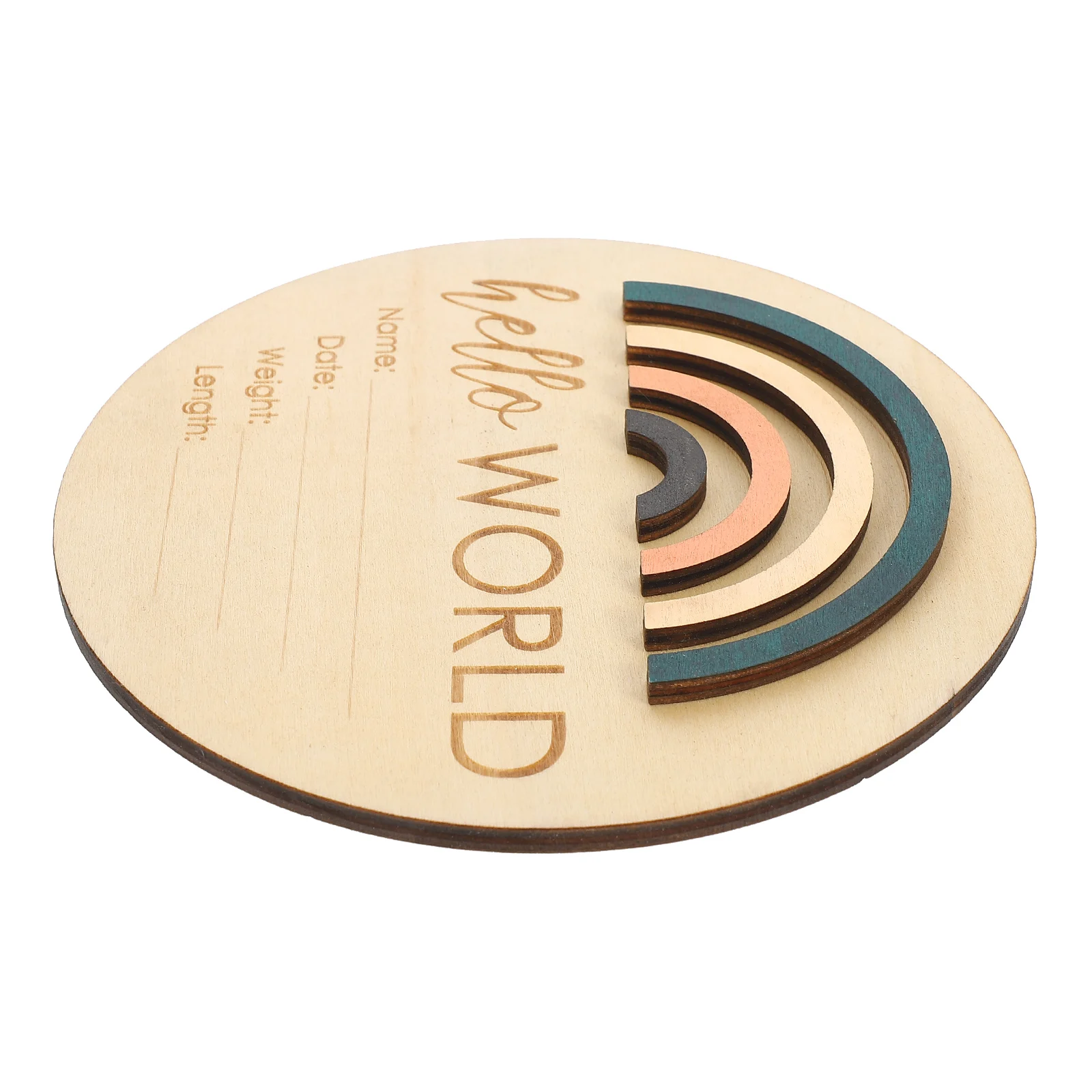 

Growth Record Round Card Baby Newborn Shower Sign Announcement Infant Name Plaque Birth Wood Props Milestones Safe Durable