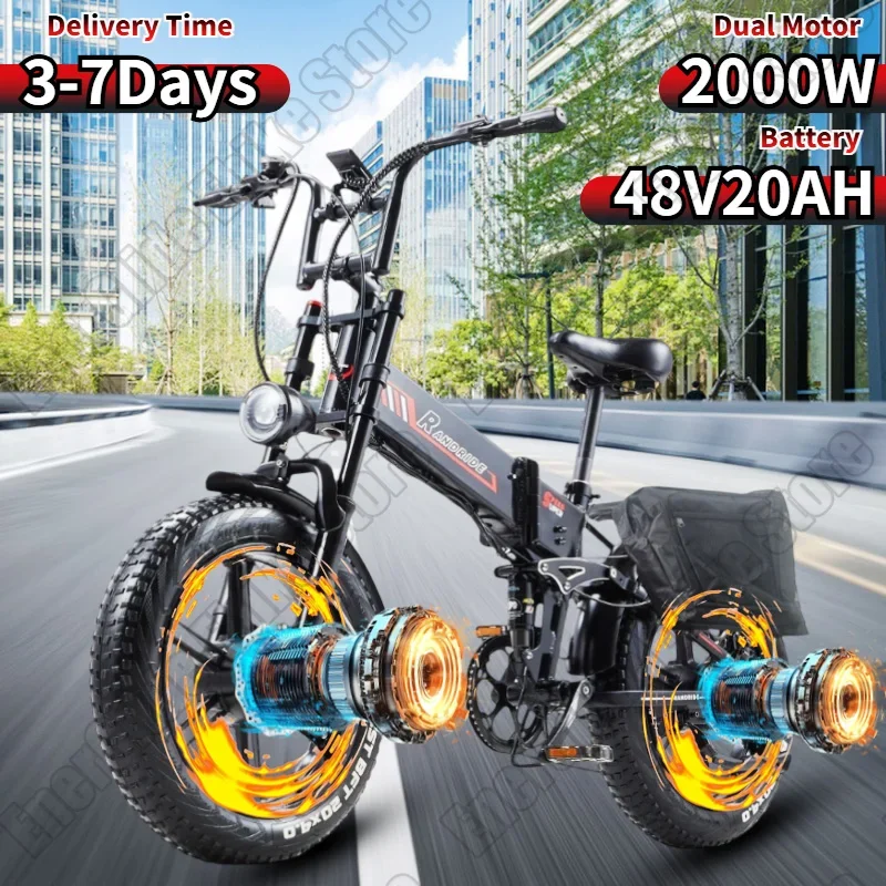 Elektro fahrrad 2000w Doppel motor 48 v20ah Lithium batterie Hydraulik bremse E-Bike 20*4-in Fett