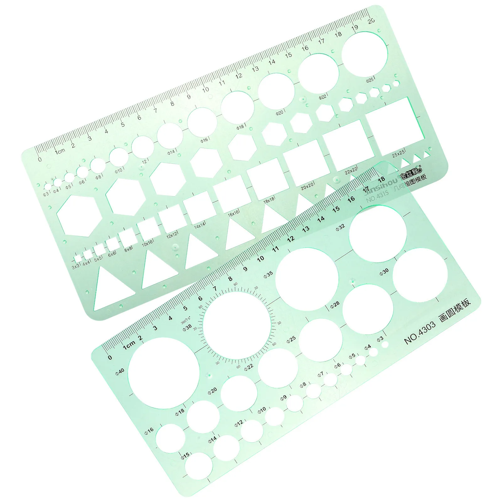 2Pcs Plastic Round Rulers Drawing Stencil Template For Art Class Supplies Engineering Student Multi Functional