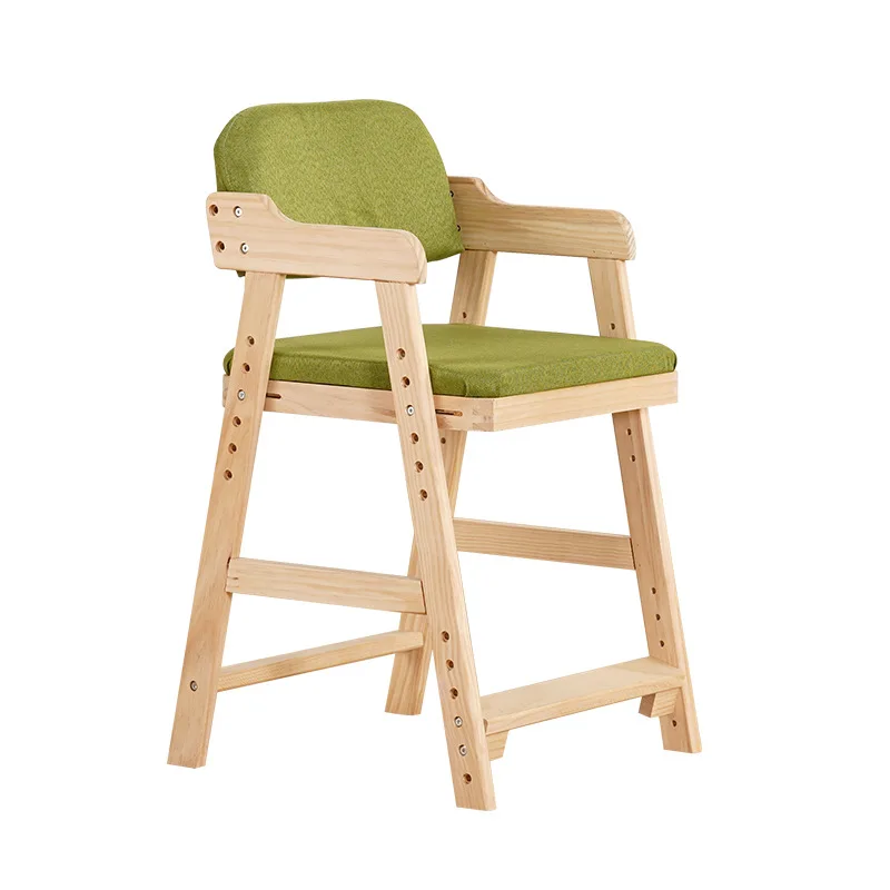 Children's study chair Primary school students writing desk and chair can be lifted and adjusted backrest Solid wood eating tabl