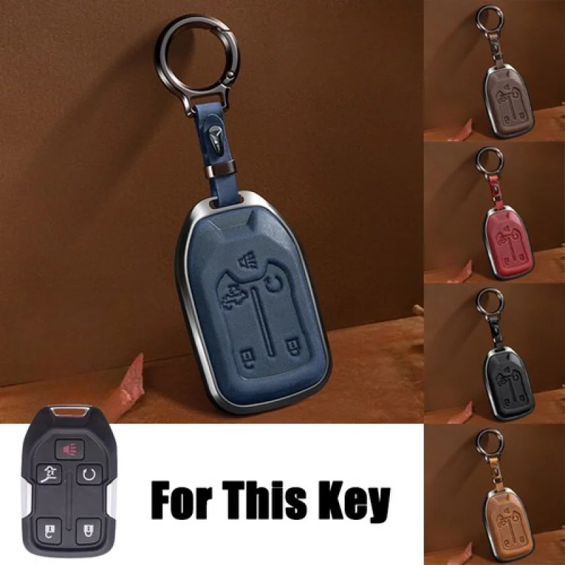 

A+ Zinc Alloy Leather Car Key Case Cover For Chevy Silverado For GMC Sierra Acadia