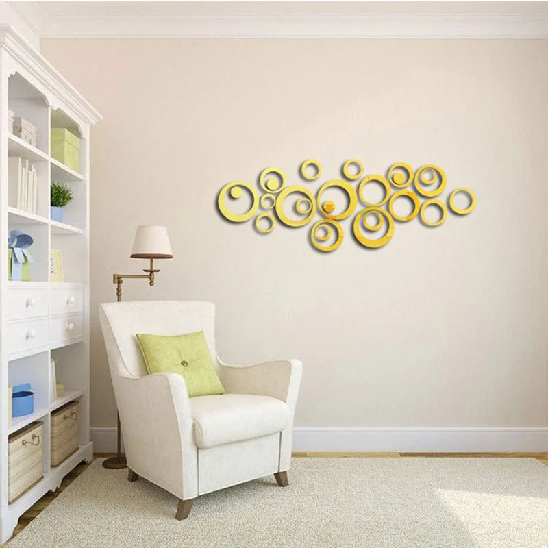 6/24PCS Acrylic Circle Mirror Wall Stickers Removable Round Dots Mirror Wall Decals DIY