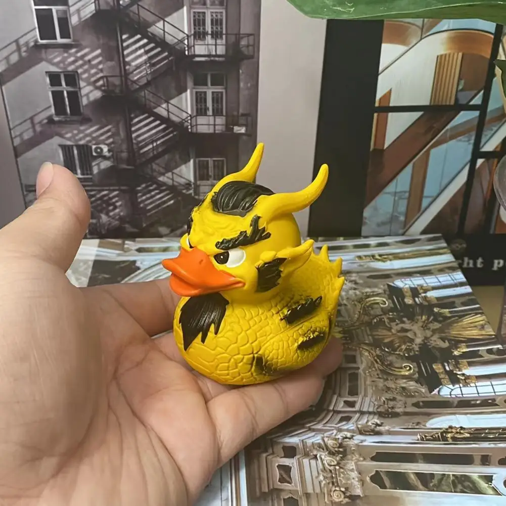 Dragon Duck Decor Dragon Duck Figurine Whimsical Sculpture for Home Office Decor Yellow Duck Rein Statue for Bookshelf Desktop