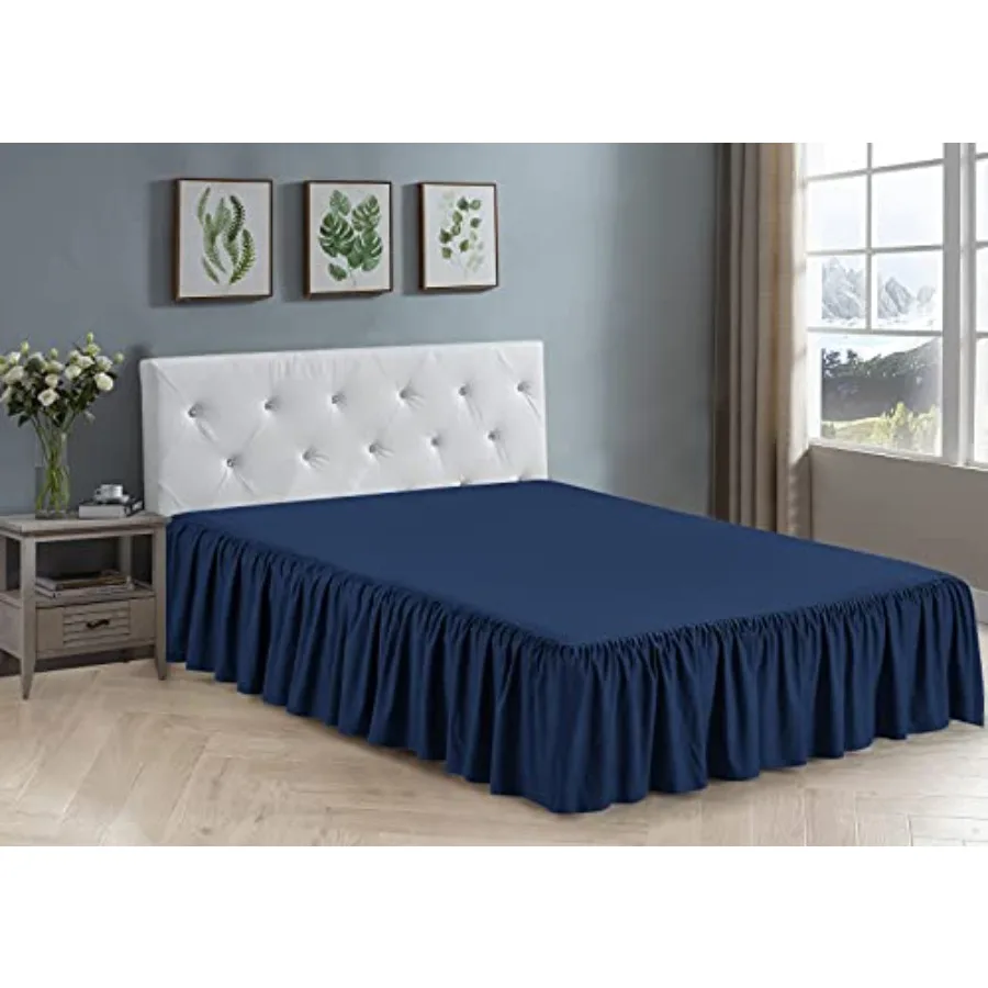

Home Collection Bedskirt Ruffles Fabric Top and Bottom 17 Inch Drop New , Navy Blue