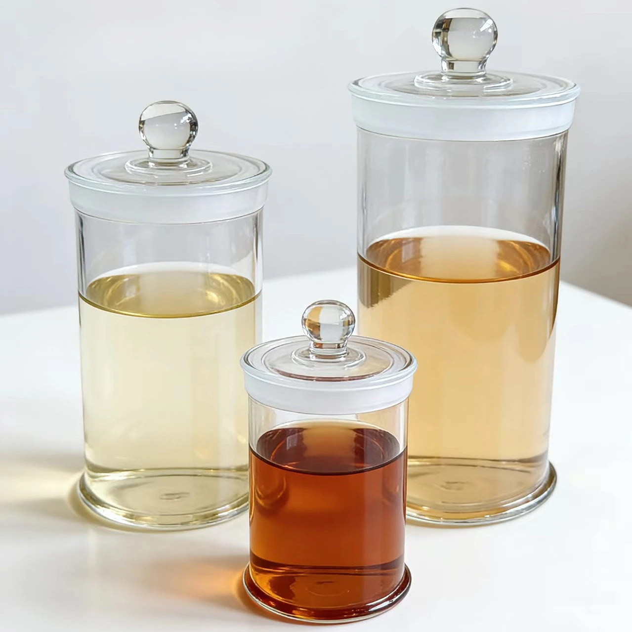 High Transparent Cylindrical Glass Specimen Jar Wide‑mouth Ground‑glass Lab Sample Display Storage Container