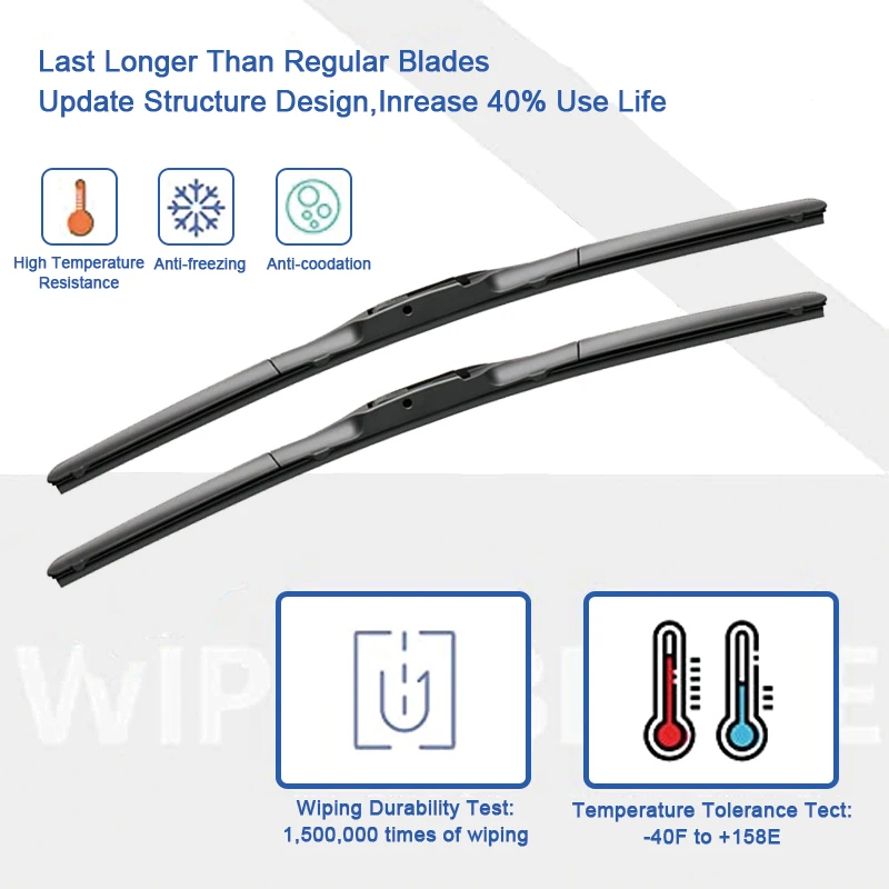 Front Rear Wiper Blades For Toyota Yaris MK2 Hatchback 2005 - 2011 Built in Japan Brushes Accessories J Hook Rubber Refill Cap