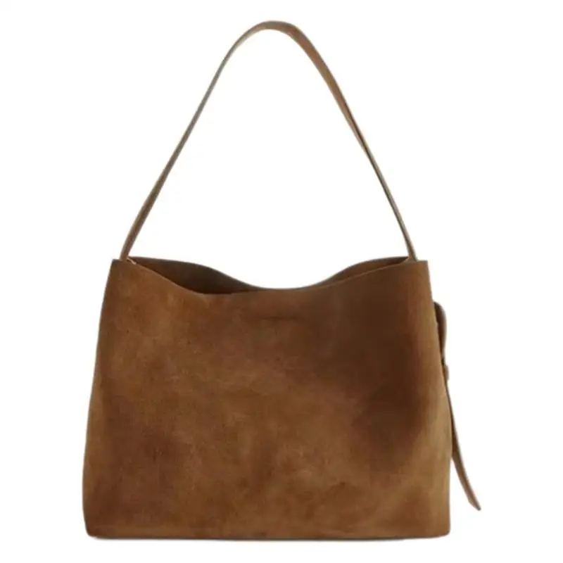 CGCBAG Vintage Lage pojemność damska torba z grubej bawełny jakość skóra nubukowa wiadro damska torba na ramię projektant luksusowe torebki damskie — zdjęcie 7