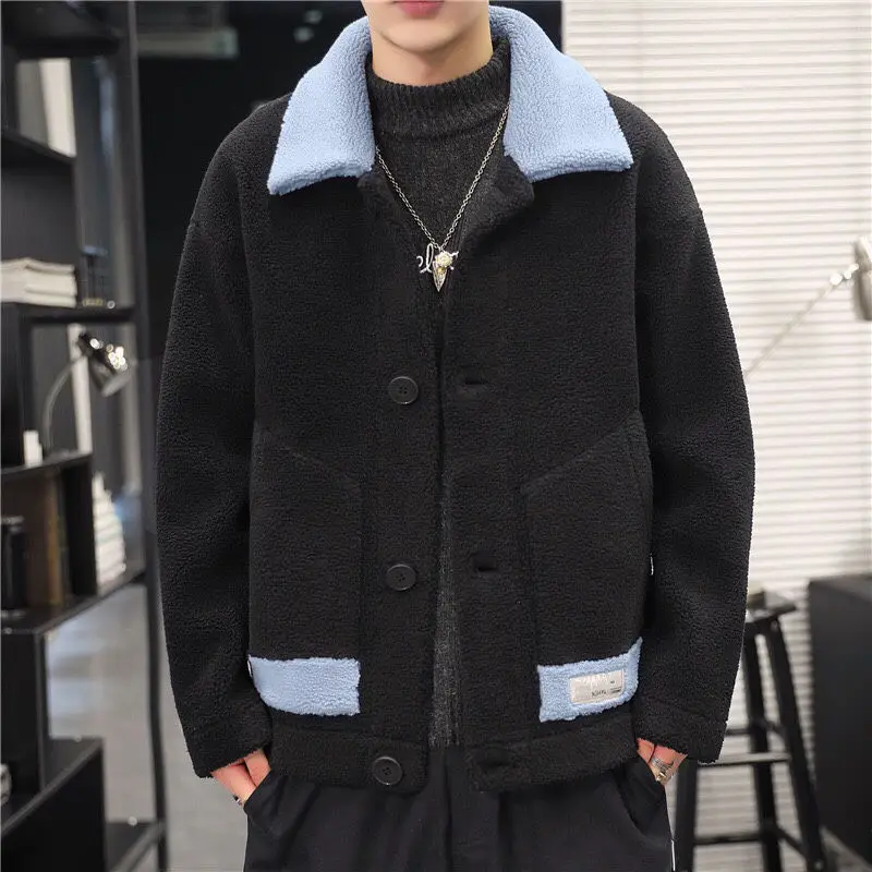 

​Stylish Men's Sherpa Coat Thickened Cotton Lined Jacket for Autumn Winter Outdoor Activities