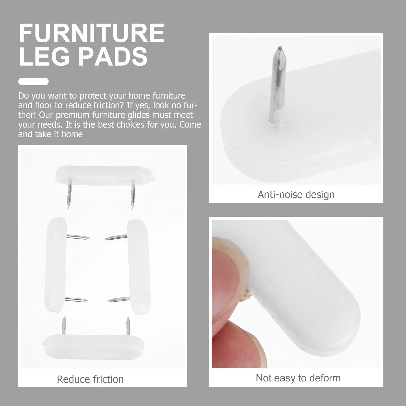 100Pcs Plastic Head Double Nails Furniture Leg Glide Nails Chair Feet Pads Desk Leg Double Pin Furniture Accessories Scratch