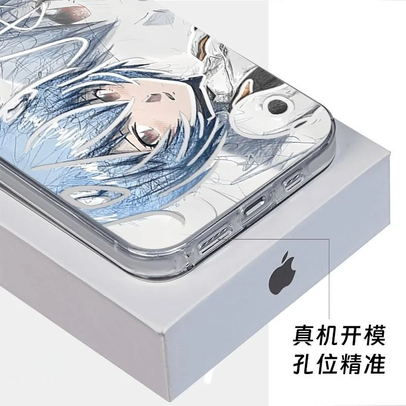 Quente bonito menina ayanami rei caso de telefone para iphone 17promax 17 16 15 14 13 12 11 pro max plus ar mini 17pro anime collant capa
