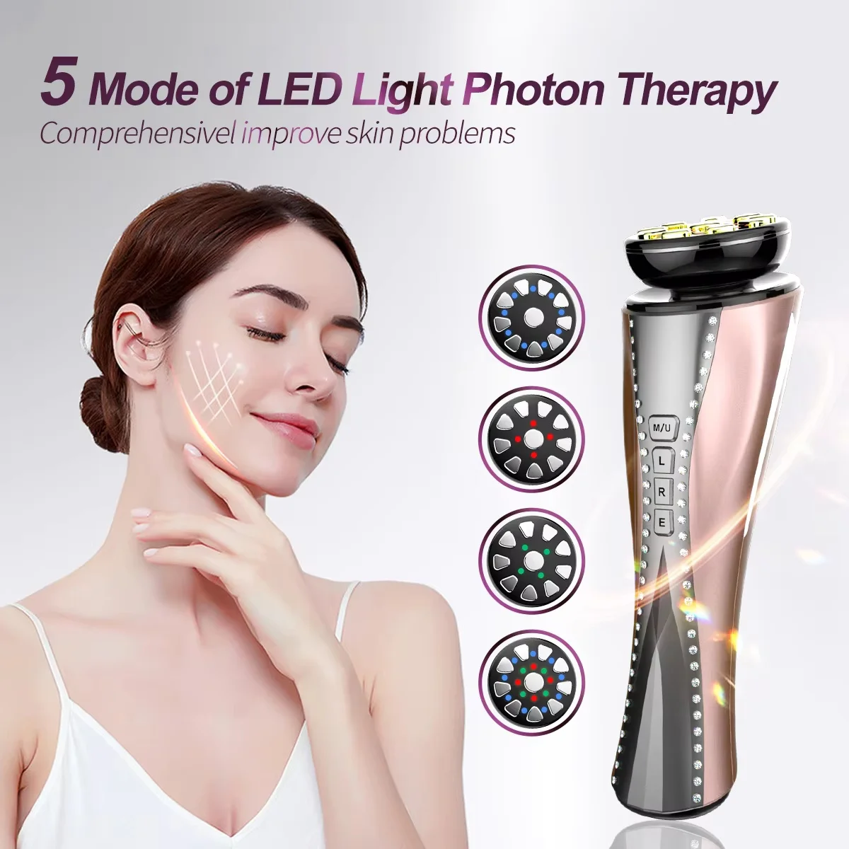 RF Beauty Device  LED Light  EMS Face Lifting Machine Tightening Skin Pulse Beauty Instrument