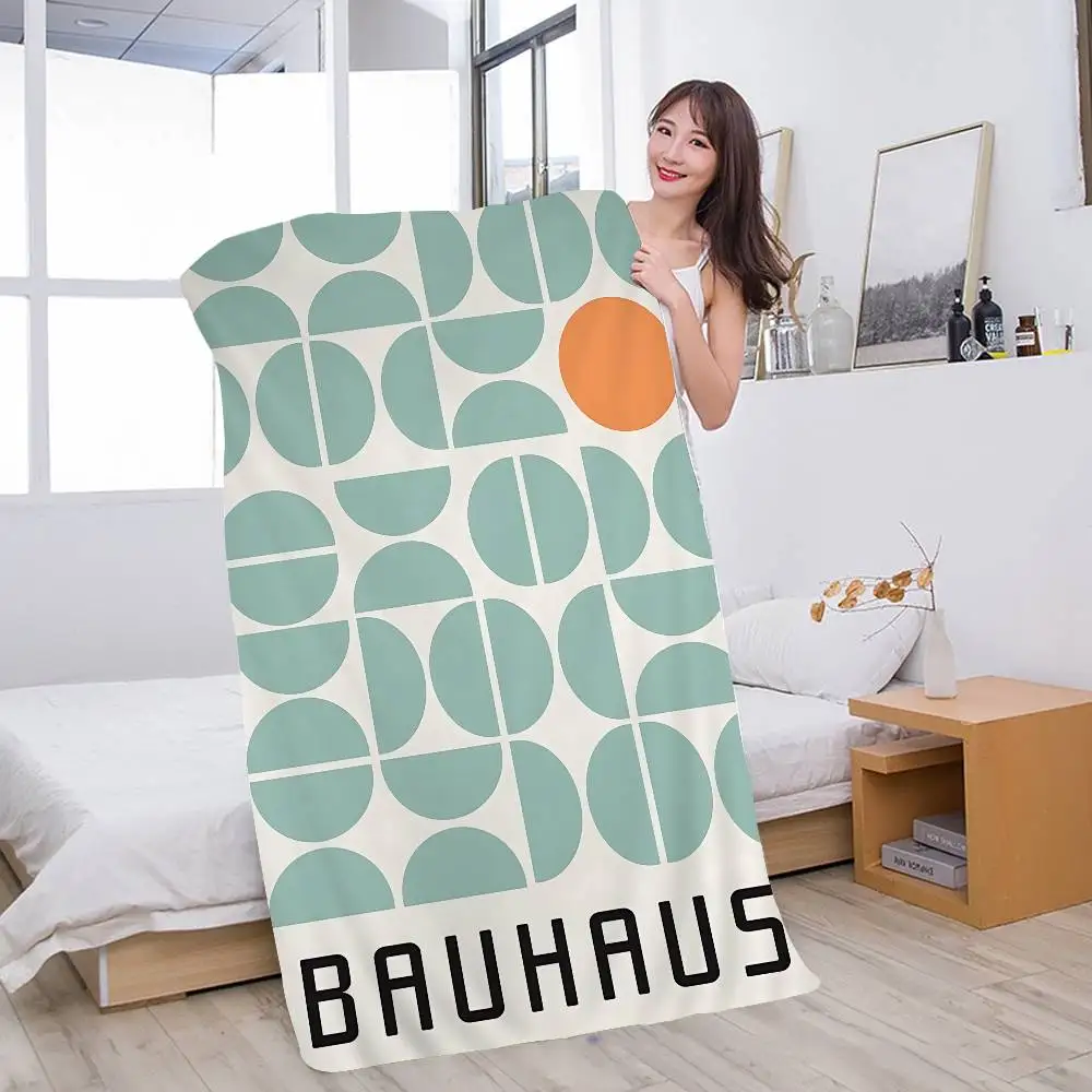 Bauhaus Modern Simplicity Geometric Microfiber Blanket Quick Drying Beach Towels Oversized Printing Absorbent Pool Towel Blanket