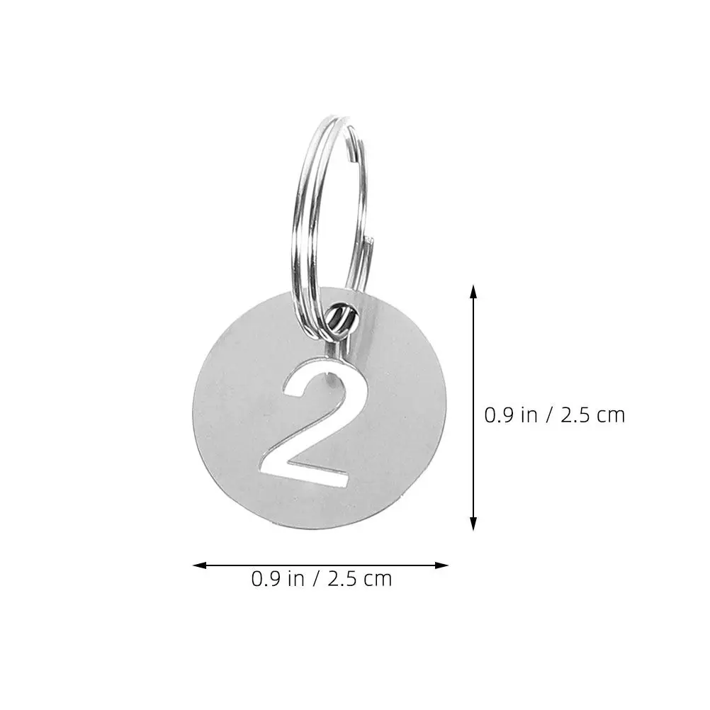 40Pcs Stainless Steel Id Tags For Locker Organization Travel Hollow Number Plate Keychain Round Numbered Labels