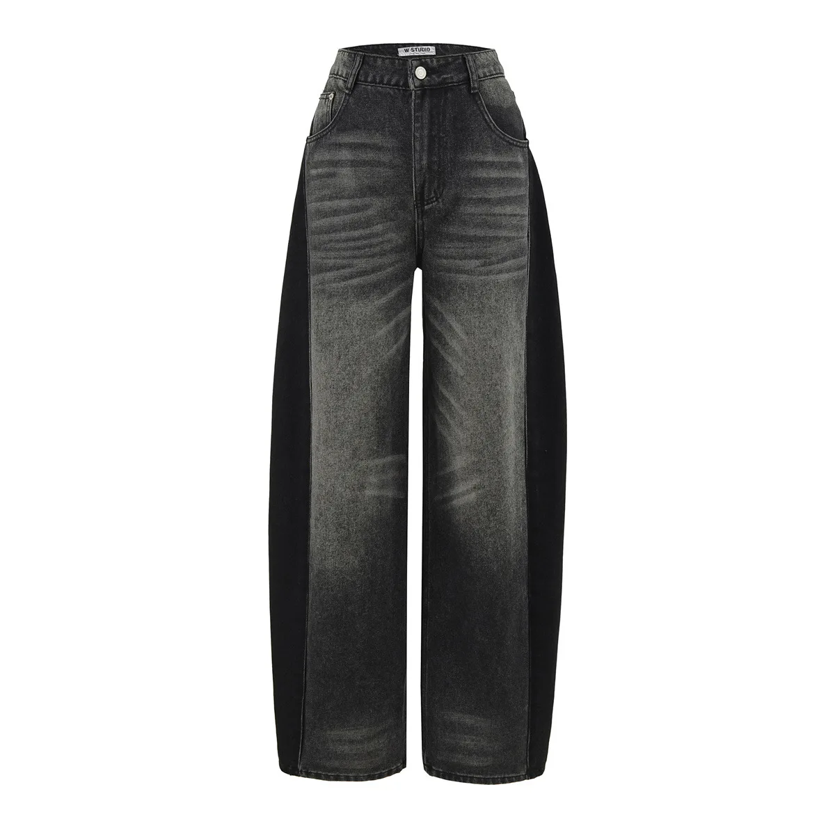 Withered Color Blocking Patchwork Jeans For Women's Autumn New Style, Fashionable And Age Reducing, High Waist Slimming