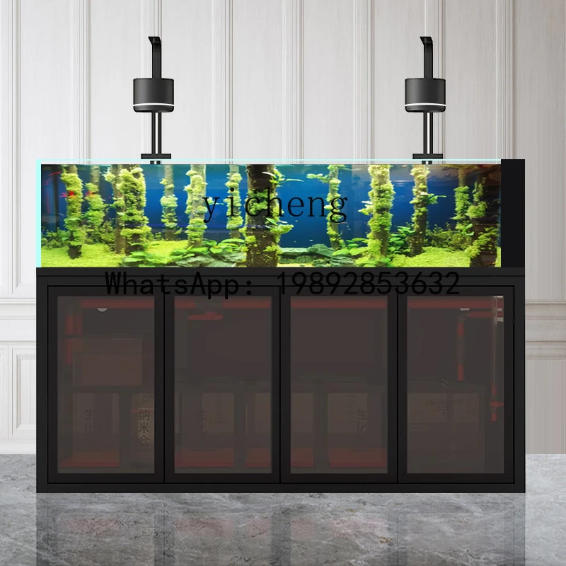 fish tank aquarium bottom filter living room ultra-white glass Lanshou stream tank bag back side overflow ecological sea tank