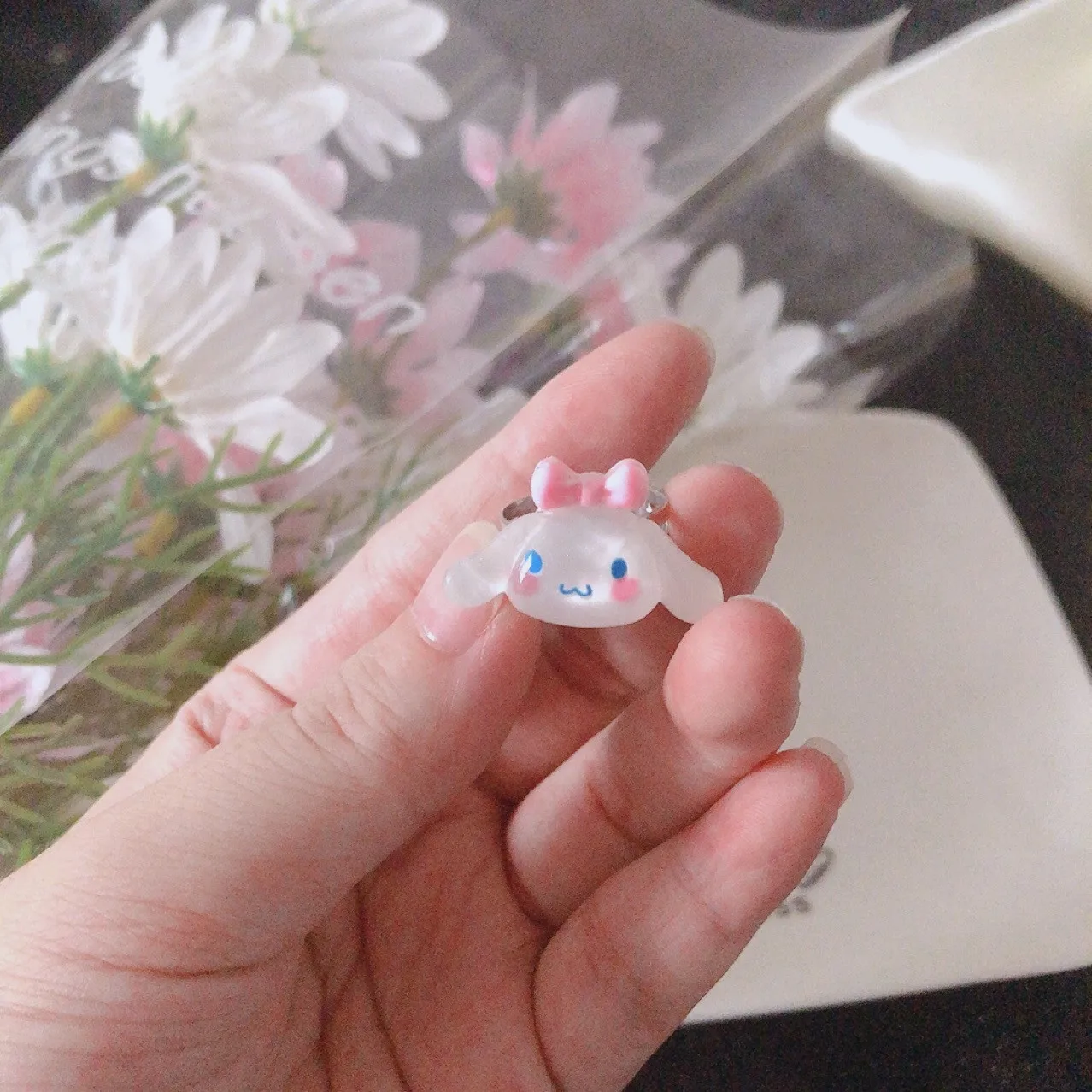 2023 Sanrio Anime Ring Adjustable Accessories Cute Cinnamoroll My Melody Kuromi Resin Girlfriend Girl Heart Decorate Toys Gift