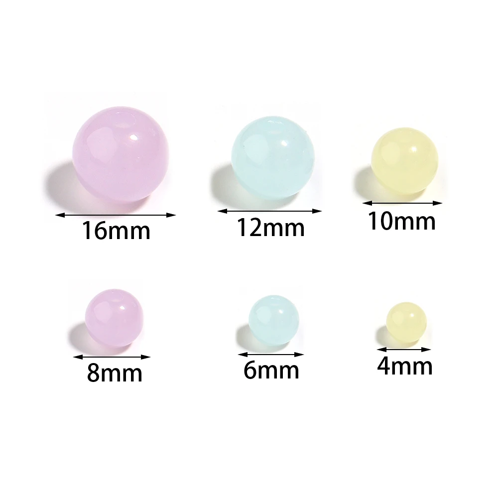 4/6/8/10/12/16mm Candy Color Acrylic Beads Round Loose Spacer Bead for Ornament Making DIY Handmade Clothing Crafts Accessories
