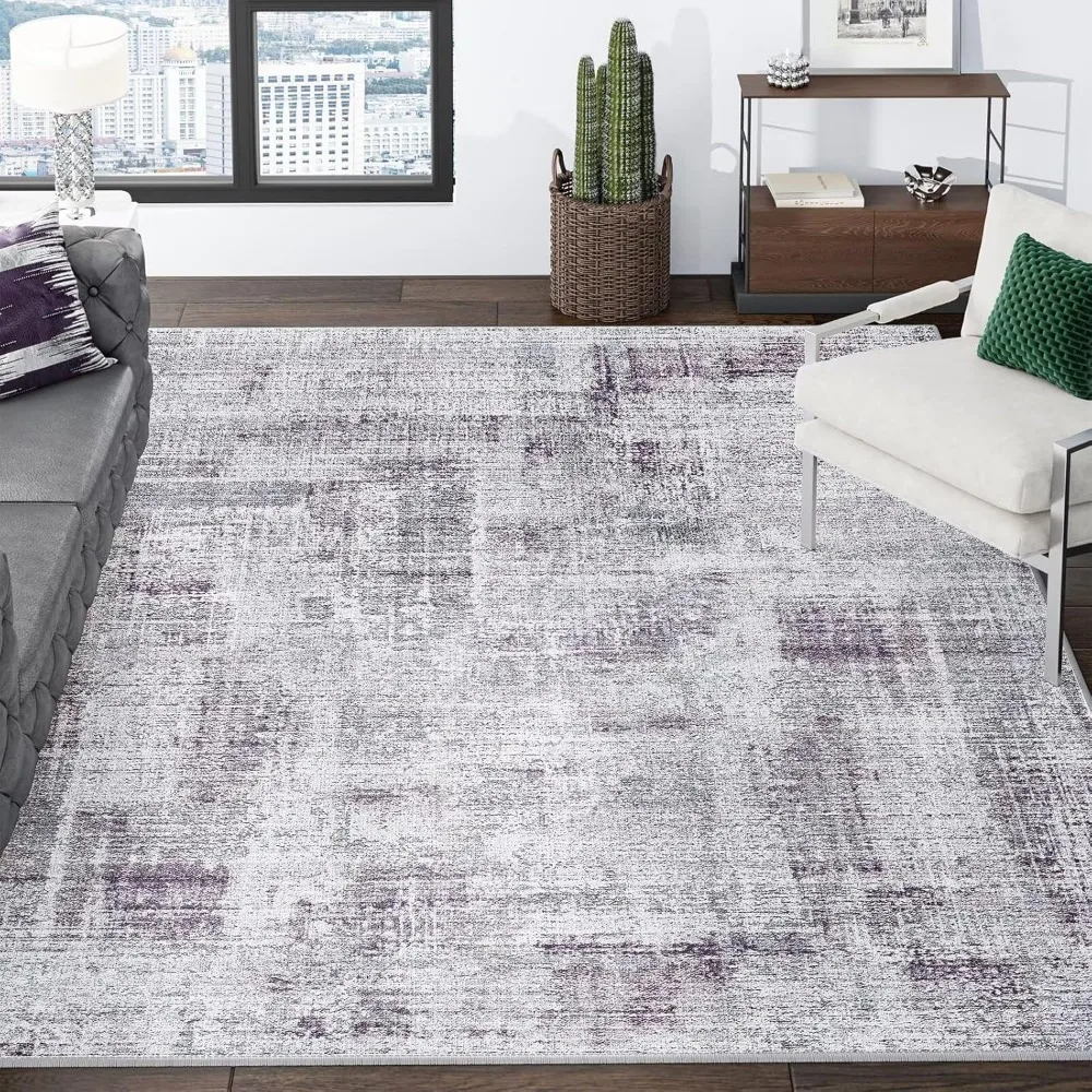 

Eleisa Modern Abstract 8x10 Area Rug for Living Room, Purple & Grey, Non-Slip Stain Resistant Washable Rug, Abstract Vintage Hom