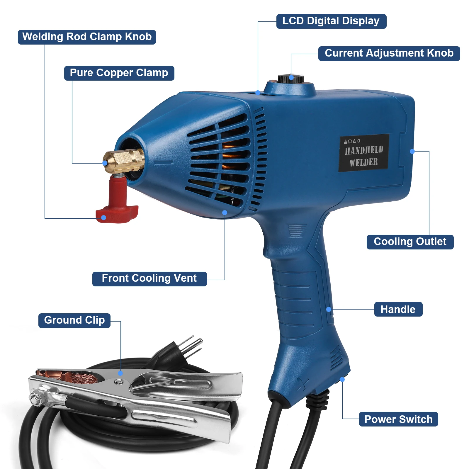 Saldatrice ad arco elettrica portatile portatile 110V 4500W Regolazione corrente automatica della saldatrice digitale intelligente