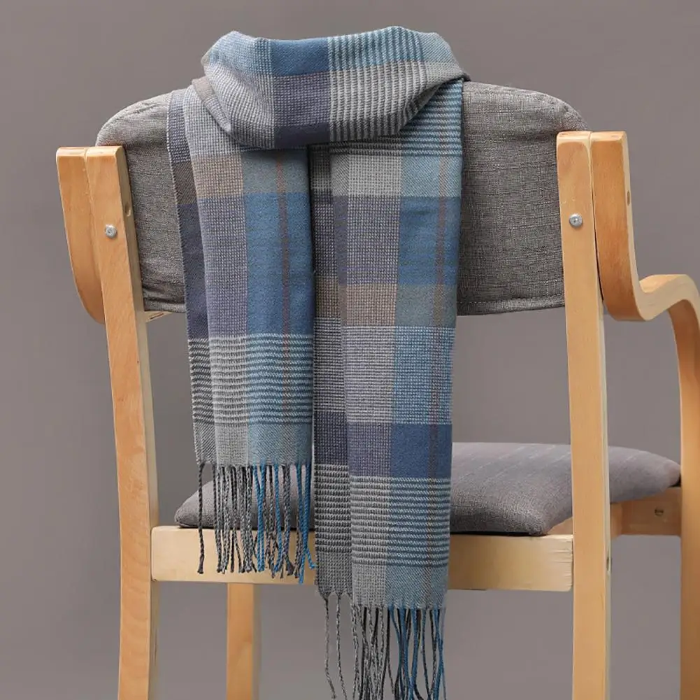 Wool Scottish Plaid Scarves Faux Cashmere Men Women Scarf British Plaid Fringed Tassels Scarf Winter Long Scarf Hijab Male Scarf