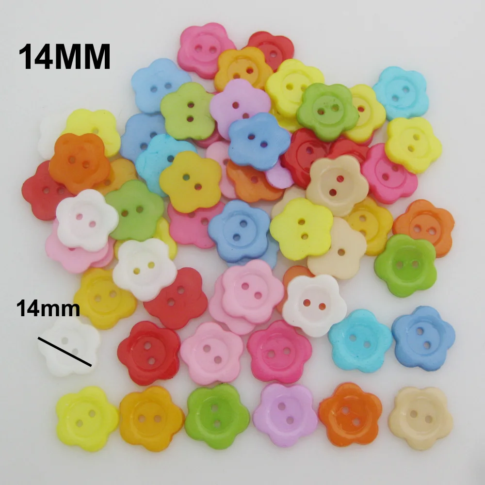 NBNNLO 50Pcs Mix Colors 10MM-22MM Multisizes Plastic Flower Buttons Craft Decoration Home Sewing Accessories