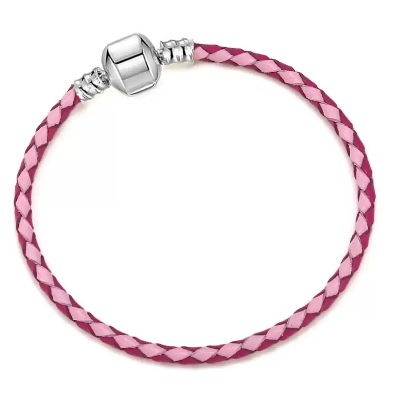 Classic Leather Bracelet Fashionable Round Bead Rope Bracelet S925 Pure Silver Bracelet DIY Charm For Women's Jewelry Gifts