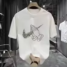 Modern men's short sleeved T-shirt with eye-catching letter print, loose casual and versatile for both men and women