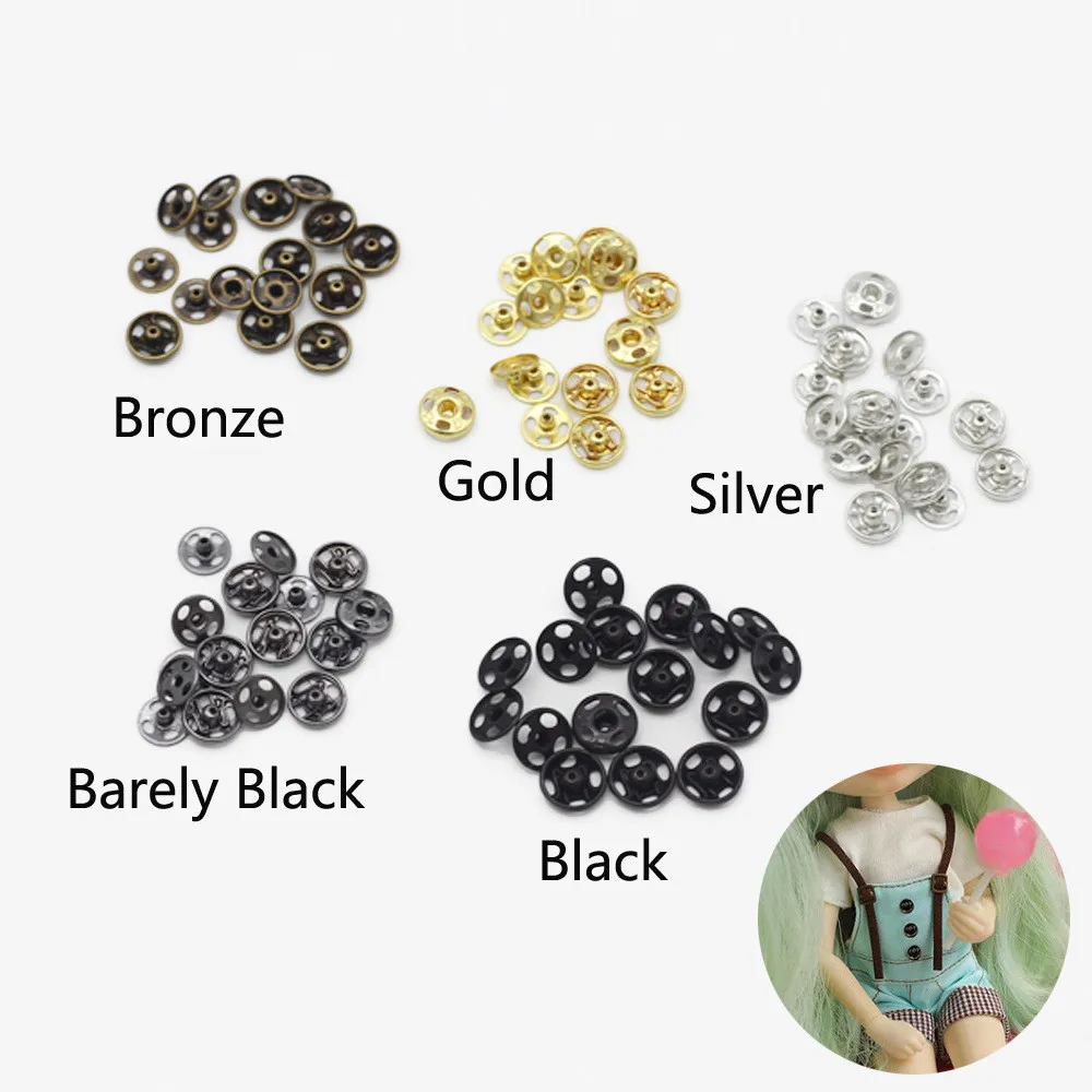 24pcs/set 5mm Mini Buttons Metal Mixed Color Round Bread Buttons Doll Buttons 1/12 1/6 1/8 diy Sewing Doll Clothing