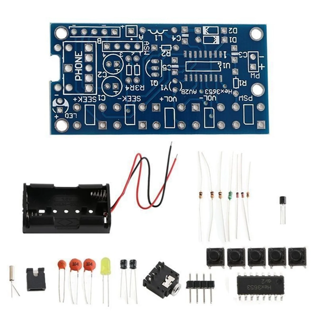 RDA5807 DIY Electronic Kits Wireless Stereo FM Radio Receiver Module PCB 76MHz-108MHz DC