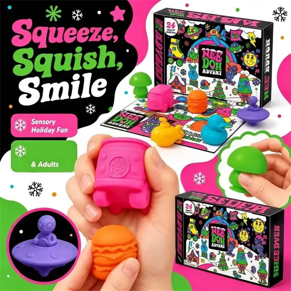 Needoh Christmas Easter Advent Calendar 24 Pcs Unique  Squishy Fidget Toy Slow Rebound Anxiety Relief Mystery Surprise Gift Box view 2