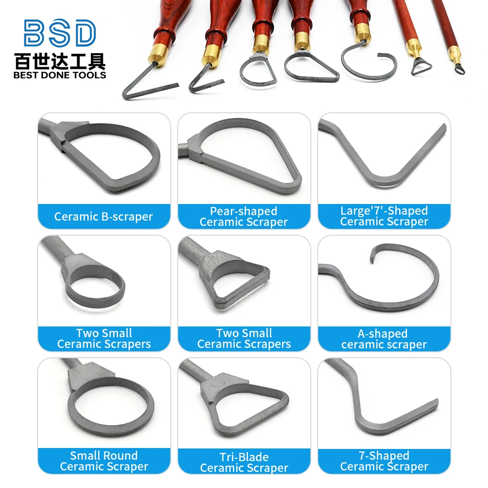 8-Piece YG8 Carbide Clay Tool Set - Handle-less Loop & Trimming Blades for Sculpting