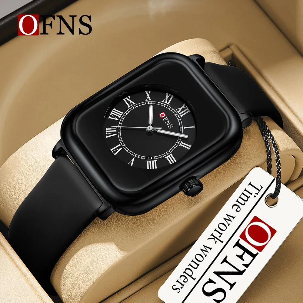 OFNS nuovissimo orologio al quarzo orologio da donna Casual e alla moda quadrante minimalista in vera pelle impermeabile e resistente all'usura