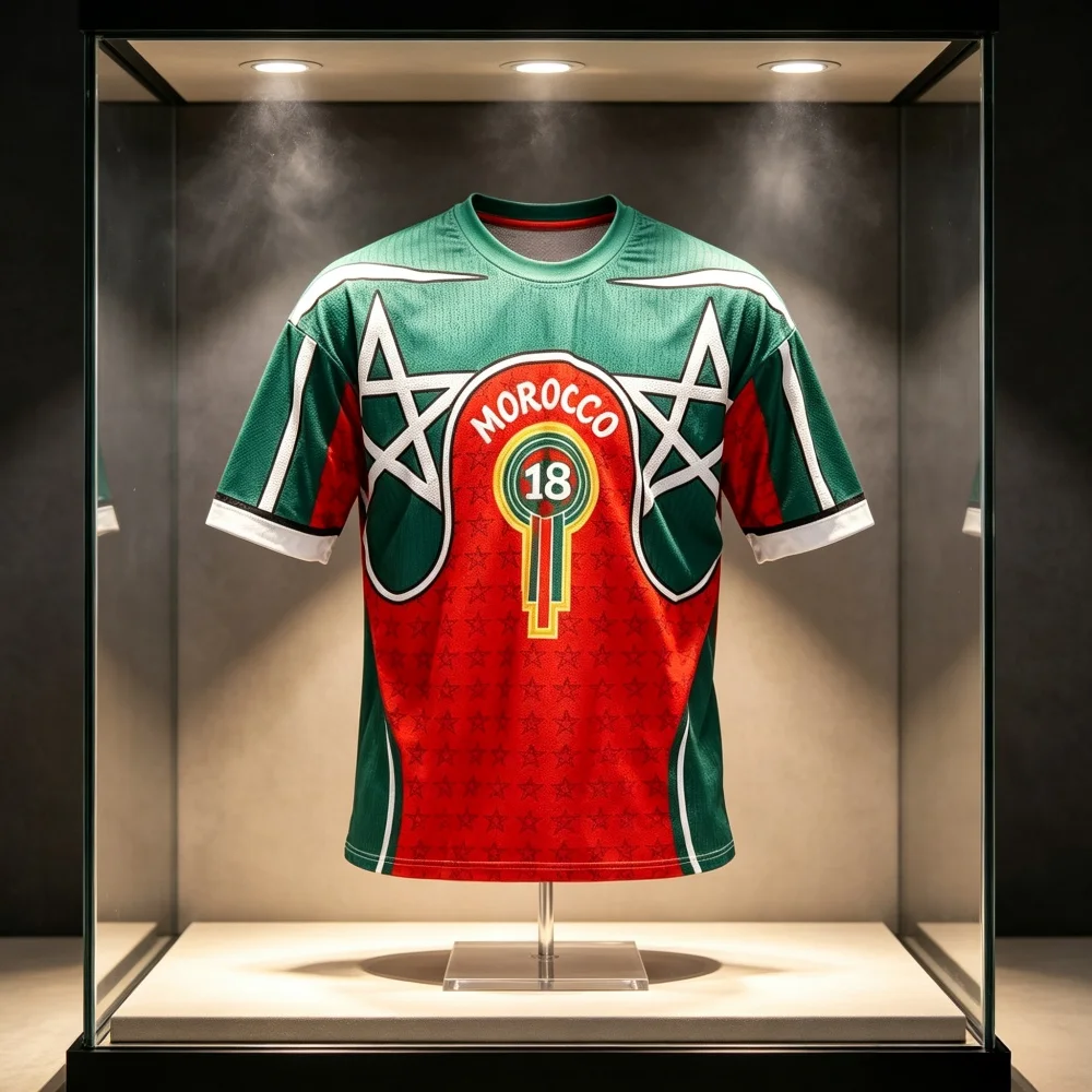 2026 New Morocco-themed Jersey Color Block David Star Print No. 18 & 212 Short-Sleeve  Breathable Quick-dry Family Kids Tees