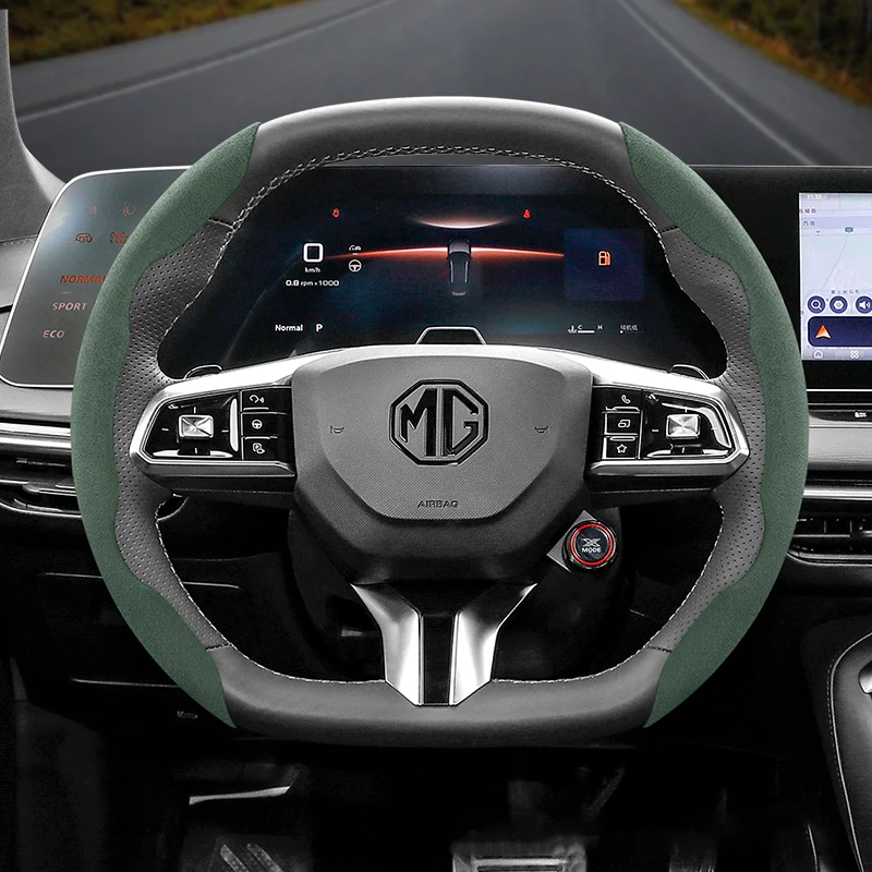 Suitable for Mg Anti-Slip Buckle Segmented Suede Steering Wheel Cover, Compatible with Zs Mg3 Hybrid Luxury 2025 One Mg4 Mulan Hs 5 6 Hector Gt Zt 4 Electric Phev Accessories