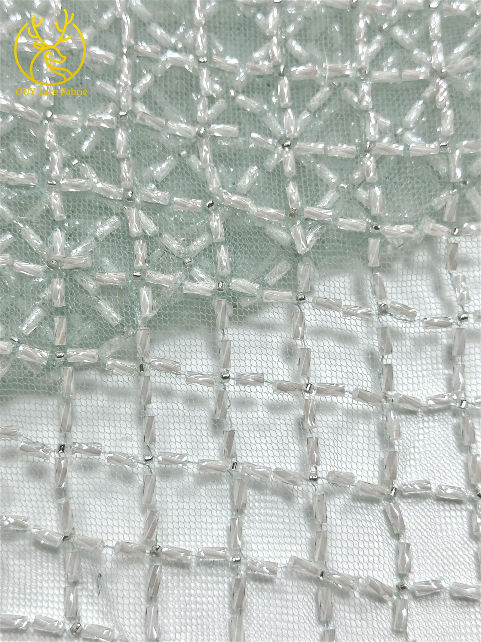 Luxuriöser französischer Perlenstickerei-Spitzenstoff 2026 – Französische Bugle-Perlen auf Mesh-Tüll-Spitze, nigerianisch, für Damen-Abendkleider, Nähmaterial, 5 Yards – Detail 16