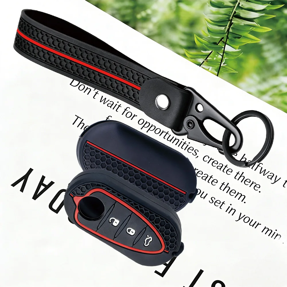 Honeycomb Soft‑Touch Silicone Fob Cover With Keychain for Alfa Romeo Giulietta MiTo Junior 4C 159 GTO GTA Car Remote