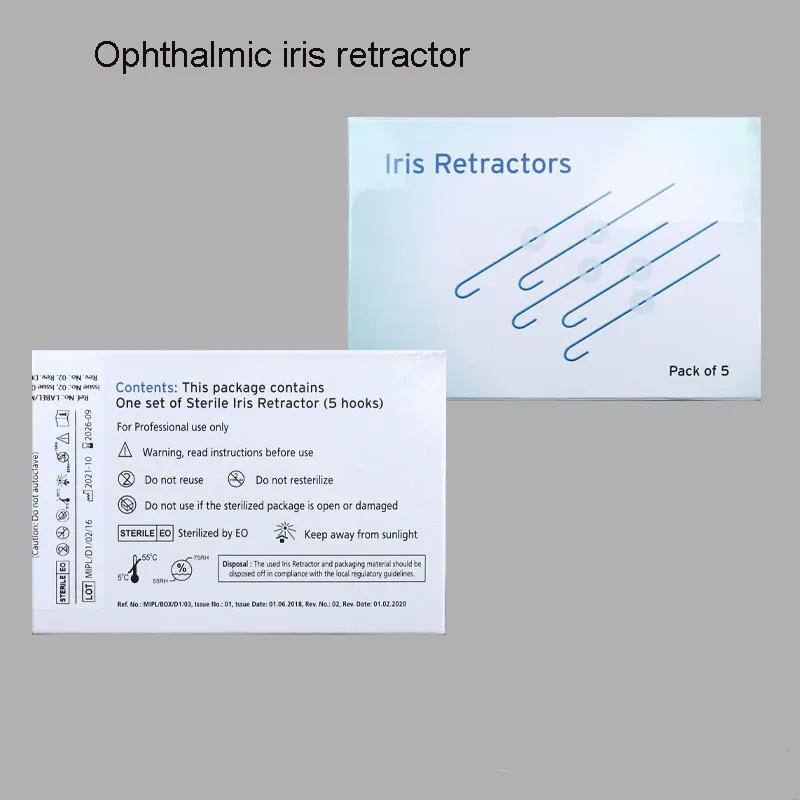 Retractores de iris, instrumentos de microscopio oftálmico, herramientas, consumibles oftálmicos, una caja de 5