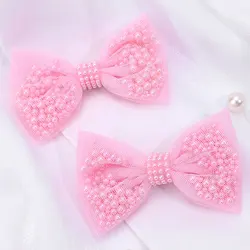 2Pcs Sweet Girl Lace Pearl Bow Hair Clip Kawaii Bowknot Hairpins Barrettes Headwear Kids Hair Styling Tools Boutique Headwear