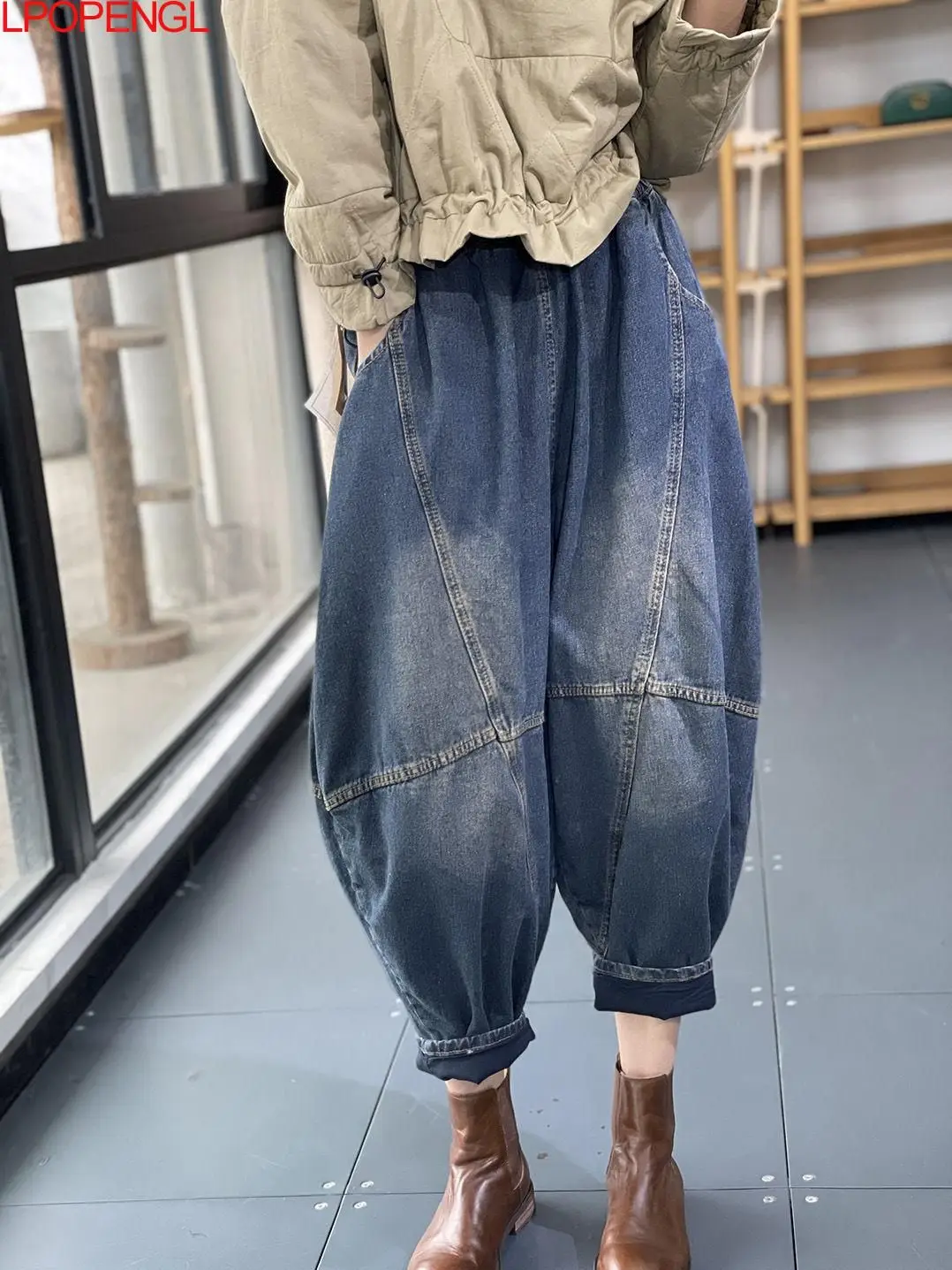 2022 Spring And Summer Original Fashion Harem Pants Oversized Loose Vintage Personality All-match Denim Jeans Women