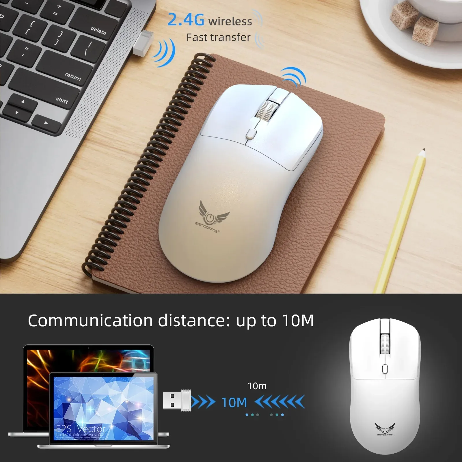 Wireless Mouse Ergonomic Gaming Mouse Mouse 2.4G Wireless Mouse Mice 3 Levels 1600 DPI Mouse for PC Computer Laptop Macbook Pro