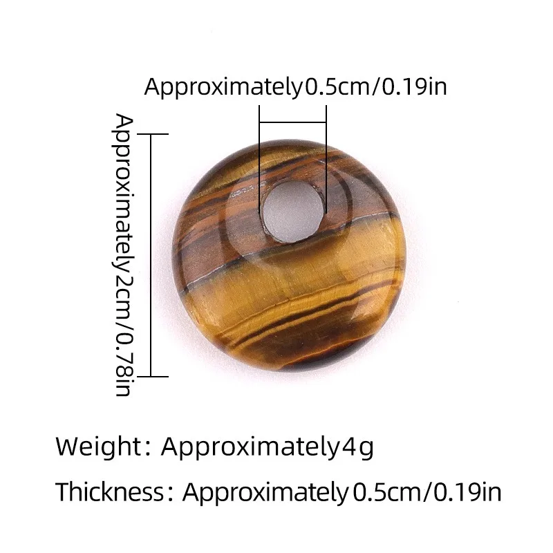 20mm Natural Crystal 5mm Side Hole Safety Buckle Donut Beads Gemstone Charms for Making Jewelry Polishing Coin Pendant Healing
