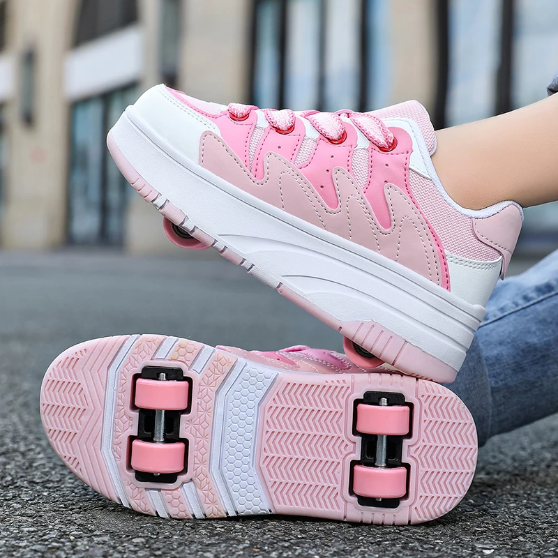 2026 Christmas Gifts Designer Brand Roller Skate Shoes Princess Children's Girls Sneakers With Wheels Santa Claus Sneakers Kids