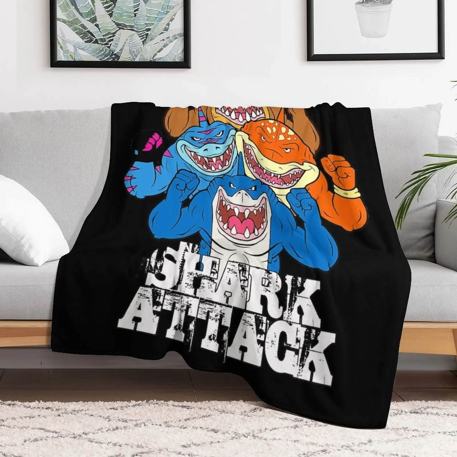 Street Sharks Throw Blanket Cozy Napping Blanket Gift for Mom Dad