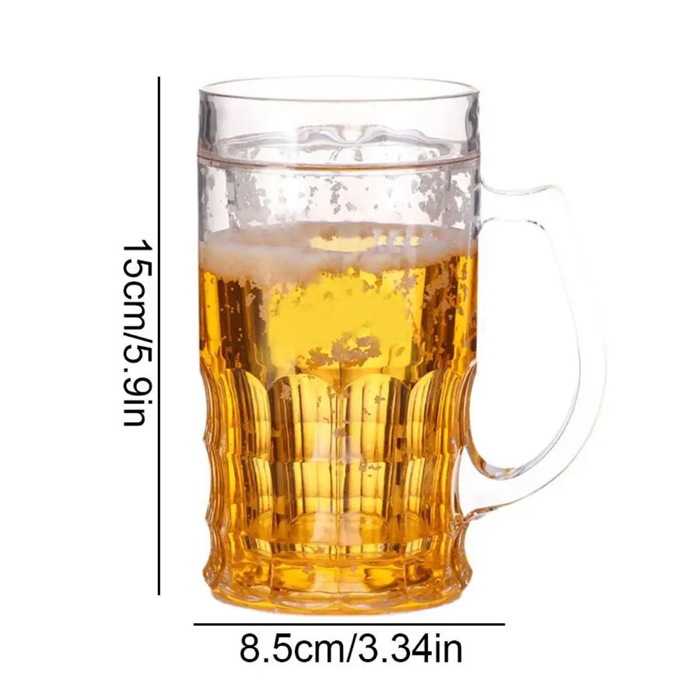 Fake Ice Beer Mug with Double Wall, Novelty Prank Drinking Glass, Trick Cup for Party Gag Gift, Funny with Illusion Layer - view 6
