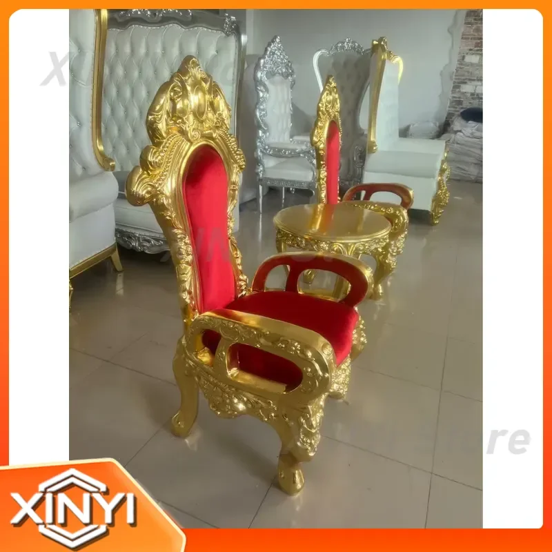 Luxury Palace Throne Chair for Home Decor Gold Carved King Chair Velvet High Back Living Room Decorative Furniture Seat