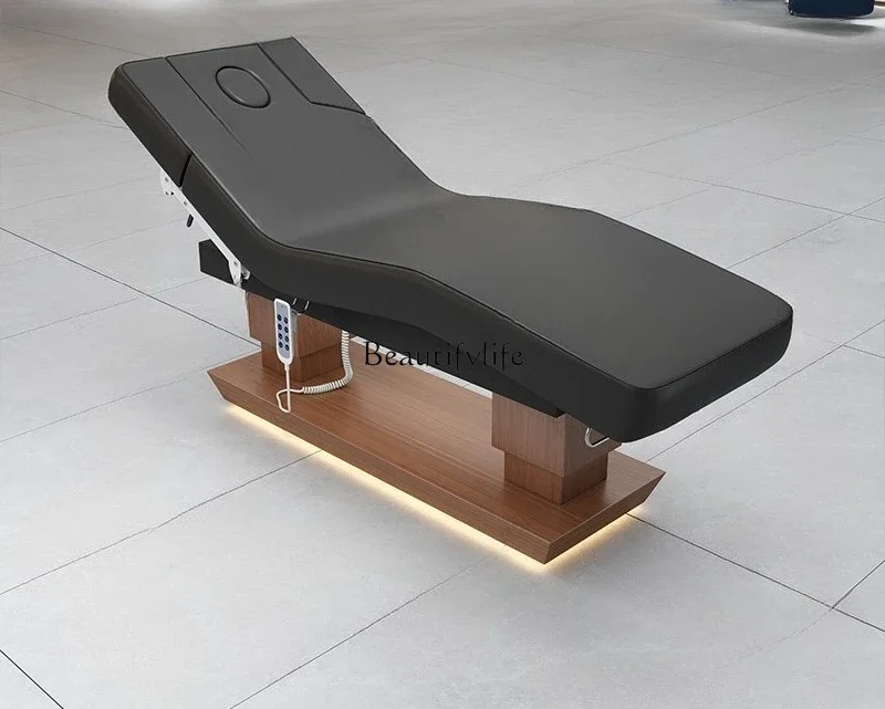 88.New electric high-end beauty salon massage bed with lamp facial body maintenance bed