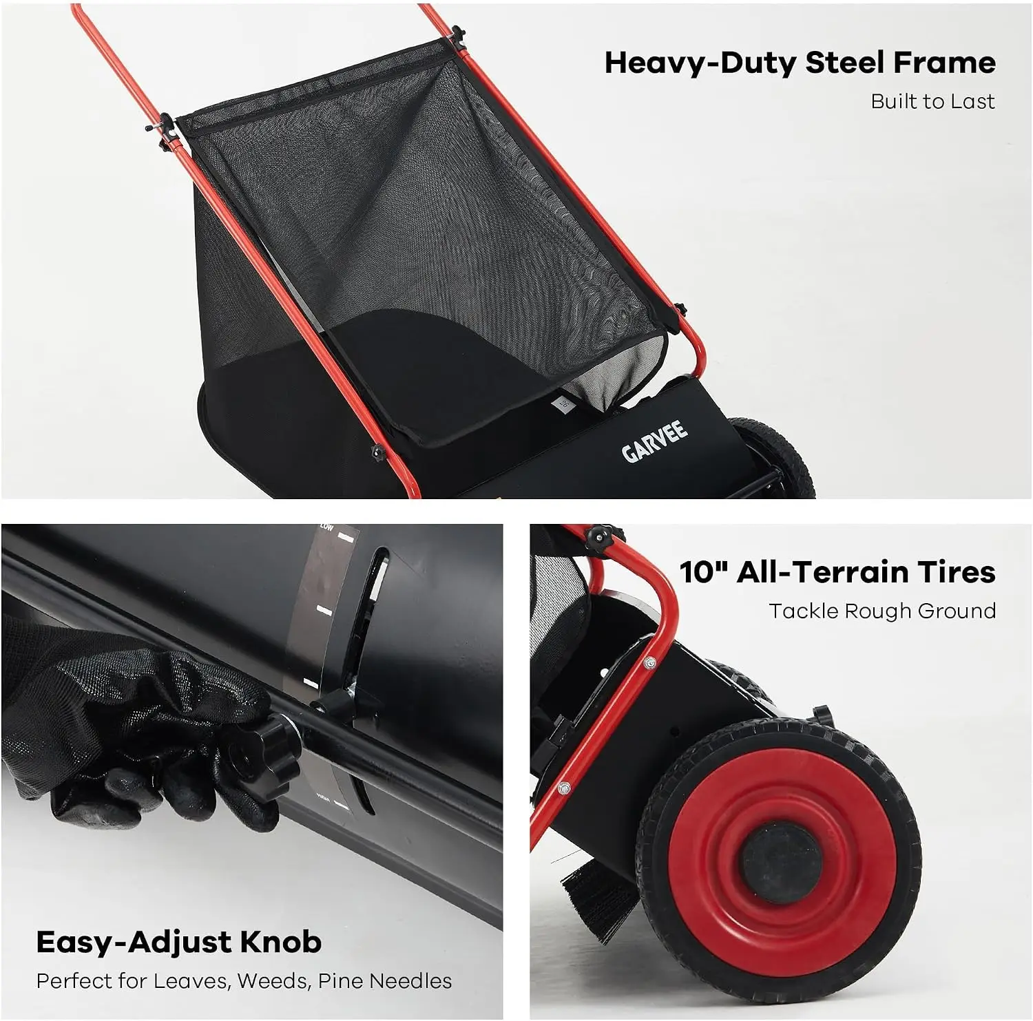 26 Inch Manual Leaf Collector Multifunctional Leaf Lawn Collector Hand Push Sweeper Cleaning Tool for Yard Garden Cleaning Large-Capacity Mesh Hopper