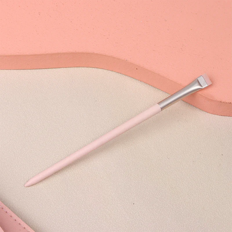 Professional มุมแบนแปรงอายแชโดว์ไม้ Make Up เครื่องสําอางค์เครื่องมือสีชมพูแปรงแต่งหน้า Flat Eyebrow Eyeliner แปรง